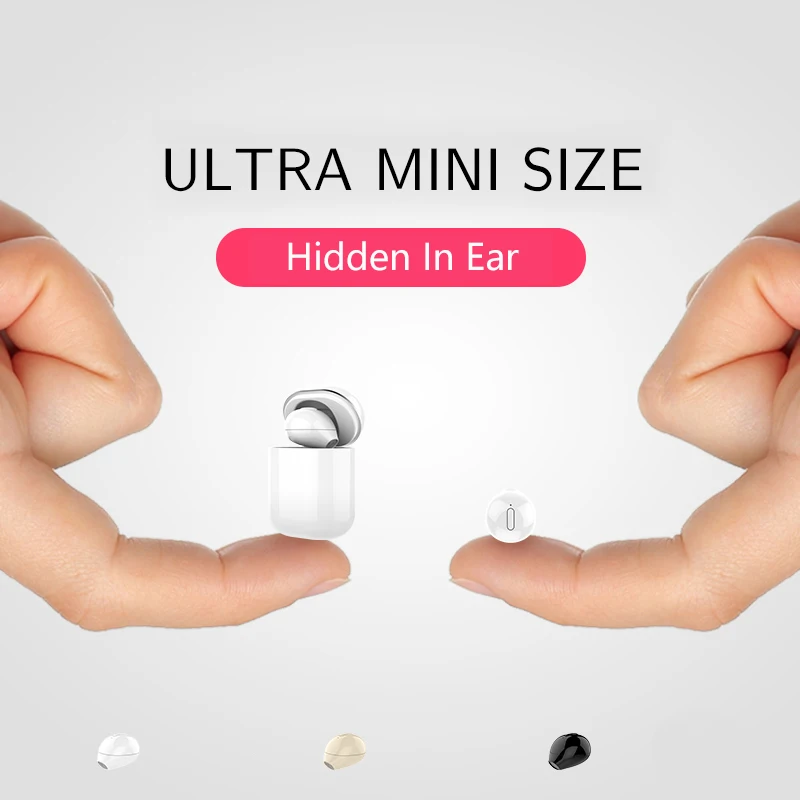 

Mini Wireless Single Earphone Hidden Small Bluetooth 3 hours Music Play Button Control Earbud With Charge Case