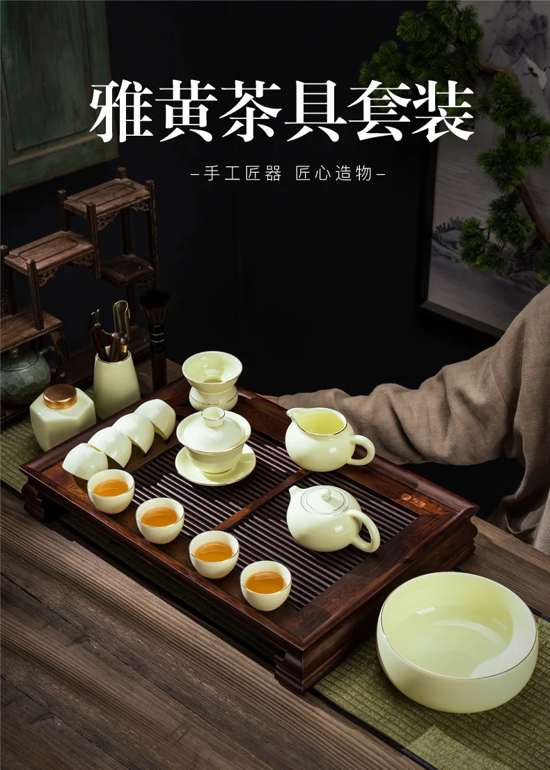

Porcelain Kung Fu Tea Sets Full Luxury Jade Vintage Tea Cups Pots Beautiful Mugs Tea Ceremony Bardak Seti Tea Service EI80TS