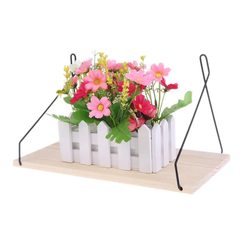 Деревянная настенная книжная полка для хранения цветочных горшков висящие полки