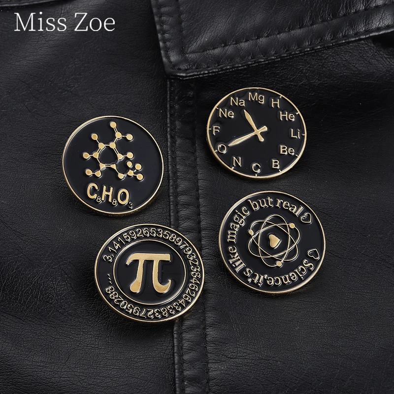 

Scinece Enaeml Pin Mathematical Formula Pi (Π) Periodic Table Atom Symbol Clock Brooches For Teachers And Students Gift Wholesal