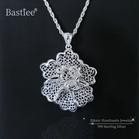 chakra 999 sterling silver pendant necklace women flower miao silver pendants luxury jewelry boho handmade chinese minority