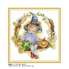 Набор для вышивки крестиком Магическая маленькая девочка, рисунок с персонажами, 14 карат, ткань с принтом, 11 карат, холст с вышивкой, украшение для дома