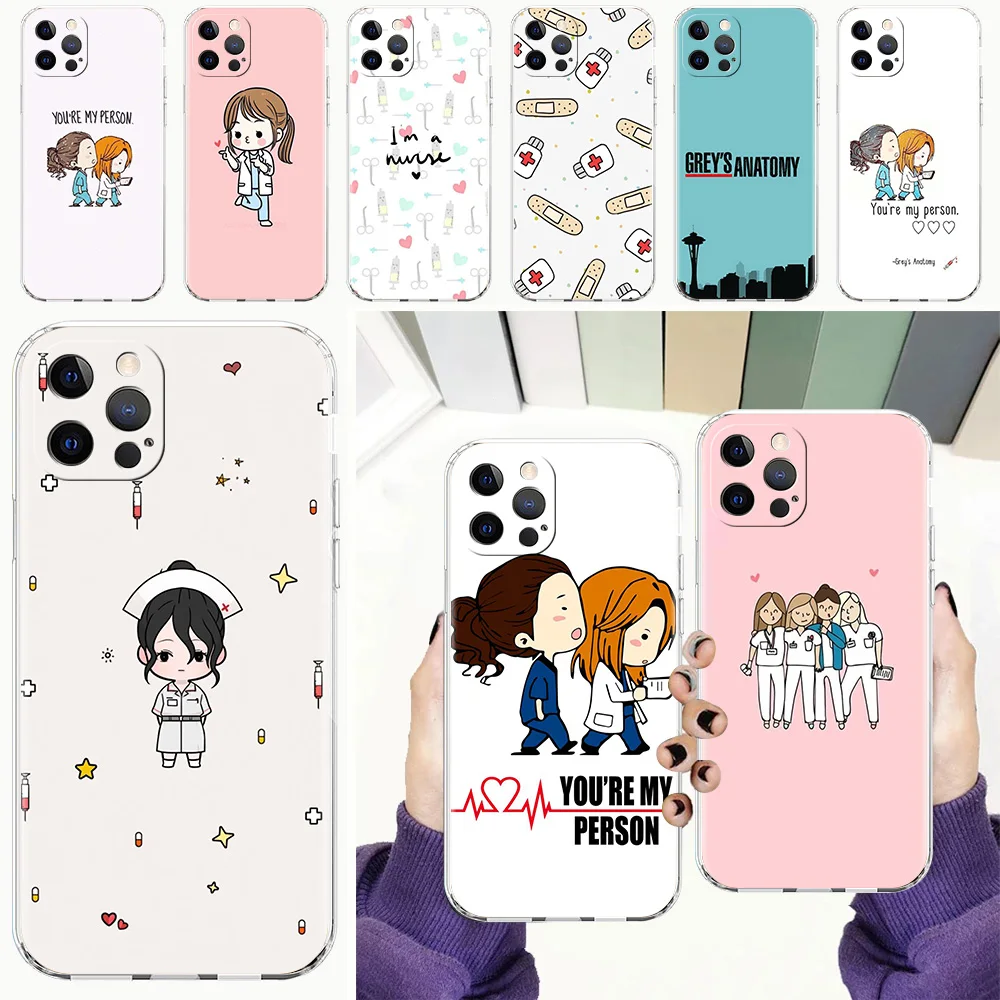 

Cartoon Medicine Doctor Nurse Fundas Phone Case For iPhone 13 12 11 Pro Max 8 7 Plus X XS Max XR SE 2020 Transparent Soft Cover