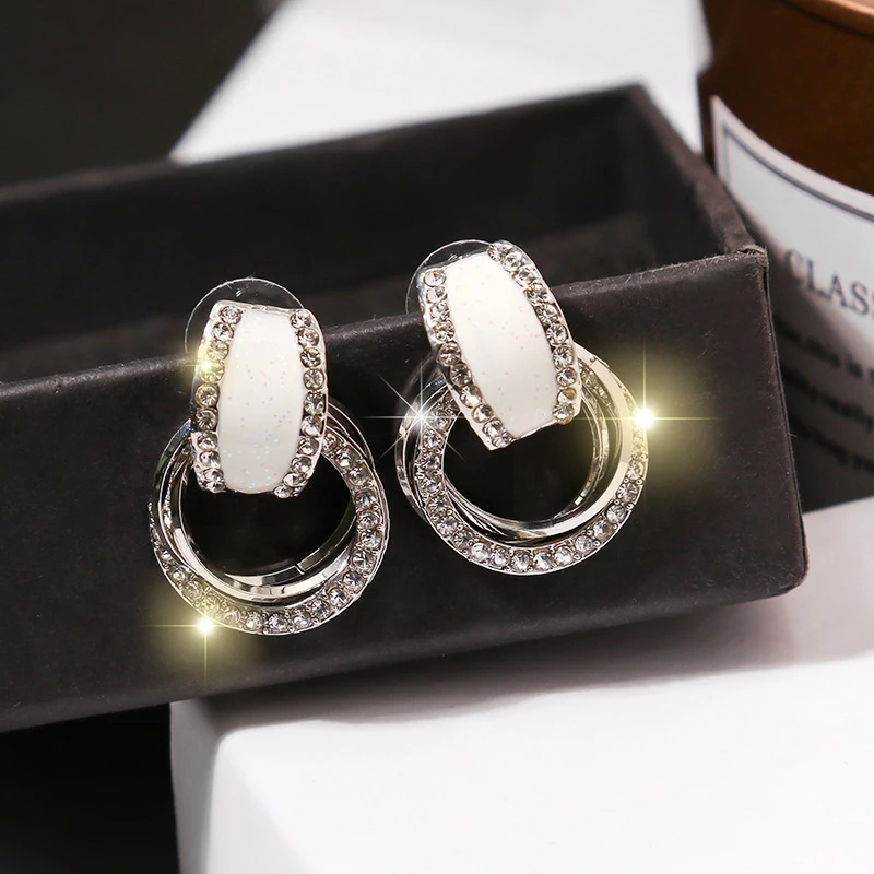 Блестящие высококачественные элегантные Кристальные сережки круглые серьги