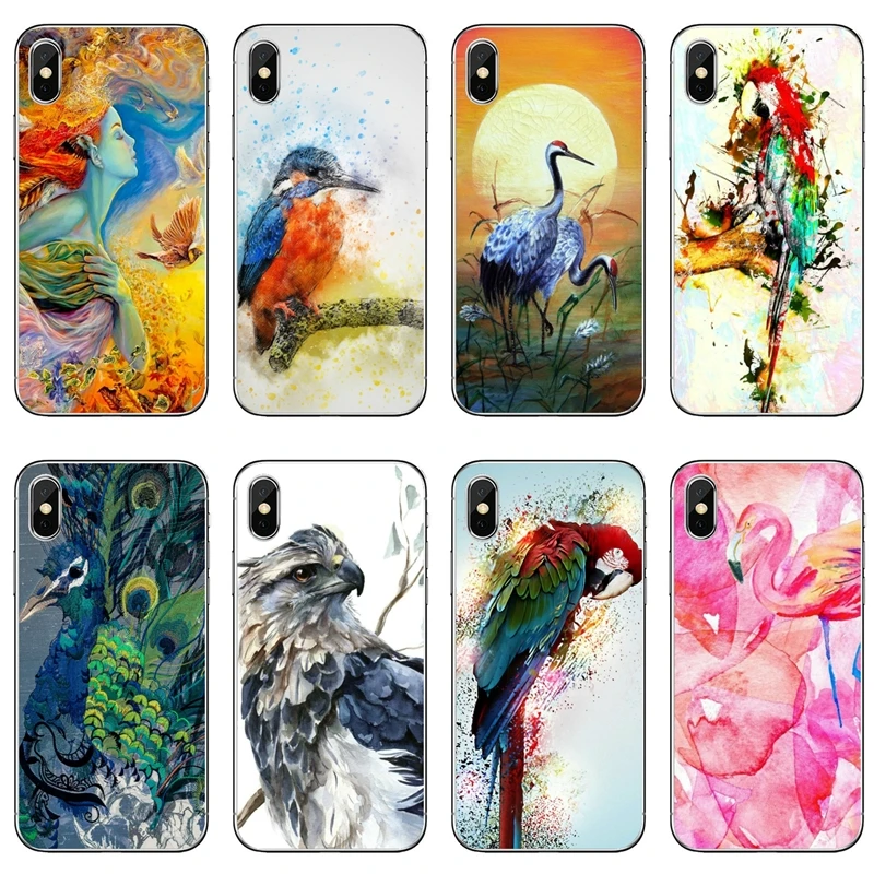 Аксессуары для телефона с акварельным рисунком птиц чехол iPhone 11 Pro XS Max XR X 8 7 6 6S Plus 5