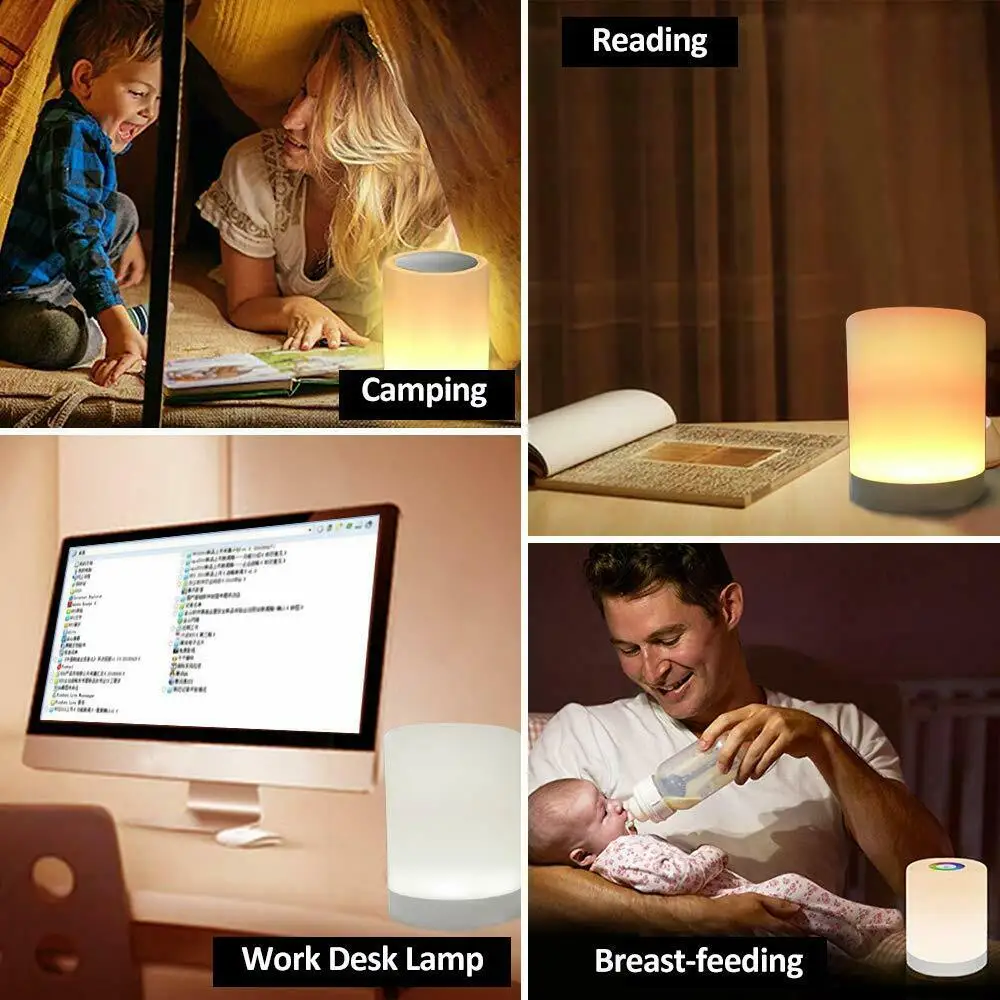 Dimmable LED Touch Night Light Rechargeable Smart Dimmer Bedside Table USB RGB Lamp for Kids Baby Bedroom | Лампы и освещение