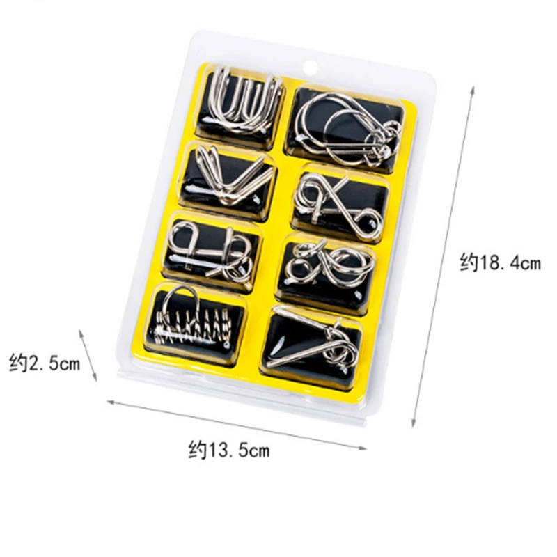 

8pcs/Set Metal Montessori Puzzle Wire IQ Mind Brain Teaser Puzzles for Children Adults Anti-Stress Reliever Toys Gifts