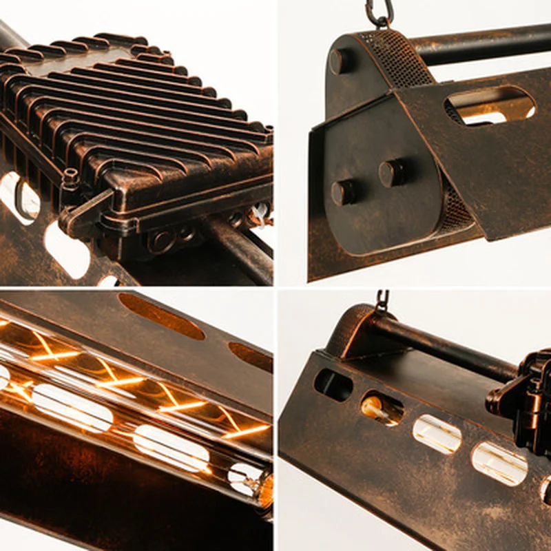 

Loft iron pendant light 4 edison bulbs. nightclub industrial Steampunk metal punk lamp Vintage retro deco Lighting Fixture