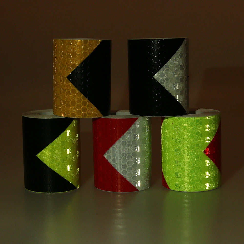 Красный желтый отражающий лента безопасности заметный стикер стрела клейкая