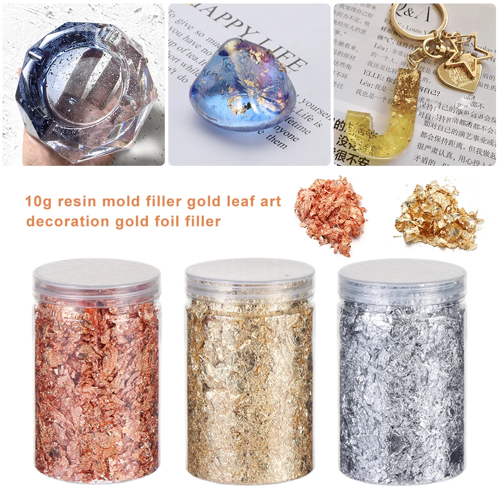 Формы для смолы 3/5/10 г наполнения золотые хлопья Золотой лист Золотая фольга