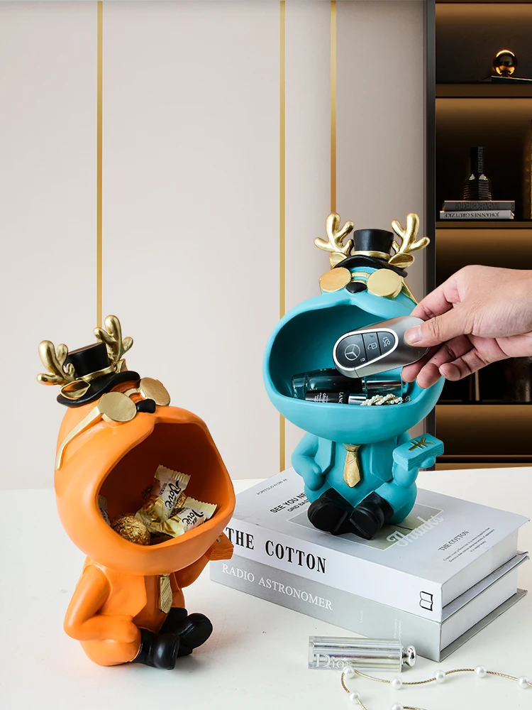 

Lucky Deer Statue Sculpture Table Decoration Miniature Sundries Storage Box Modern Living Room Desk Home Decoration Accessories