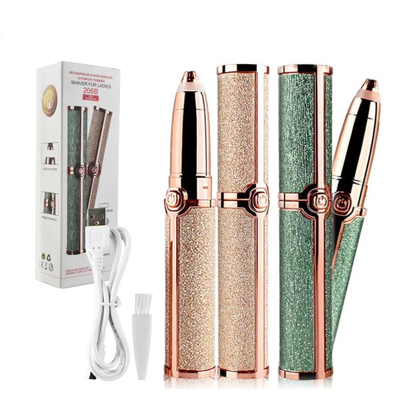 

Rechargeable Eyebrow Trimmer Lady Shaver LED Lamp Mini USB Women Epilator Facial Hair Remover Pen Size Female Hair Shaving Razor