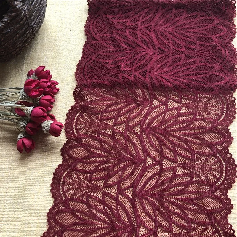 

Wine red soft elastic E2895lace ribbon tape diy apparel sewing & fabric handmade material lace trimming garment accessories20cm
