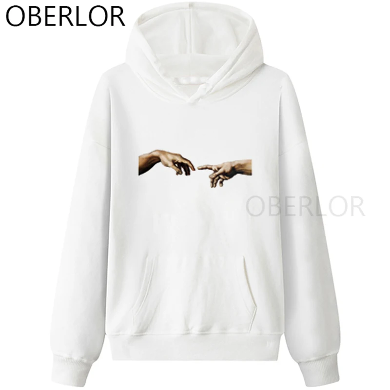 

Creation Of Adam Hands Hoodies Autumn Fashion White Sweaters Harajuku Fashion O-Neck Sweatshirts Tops Boyfriend Gift