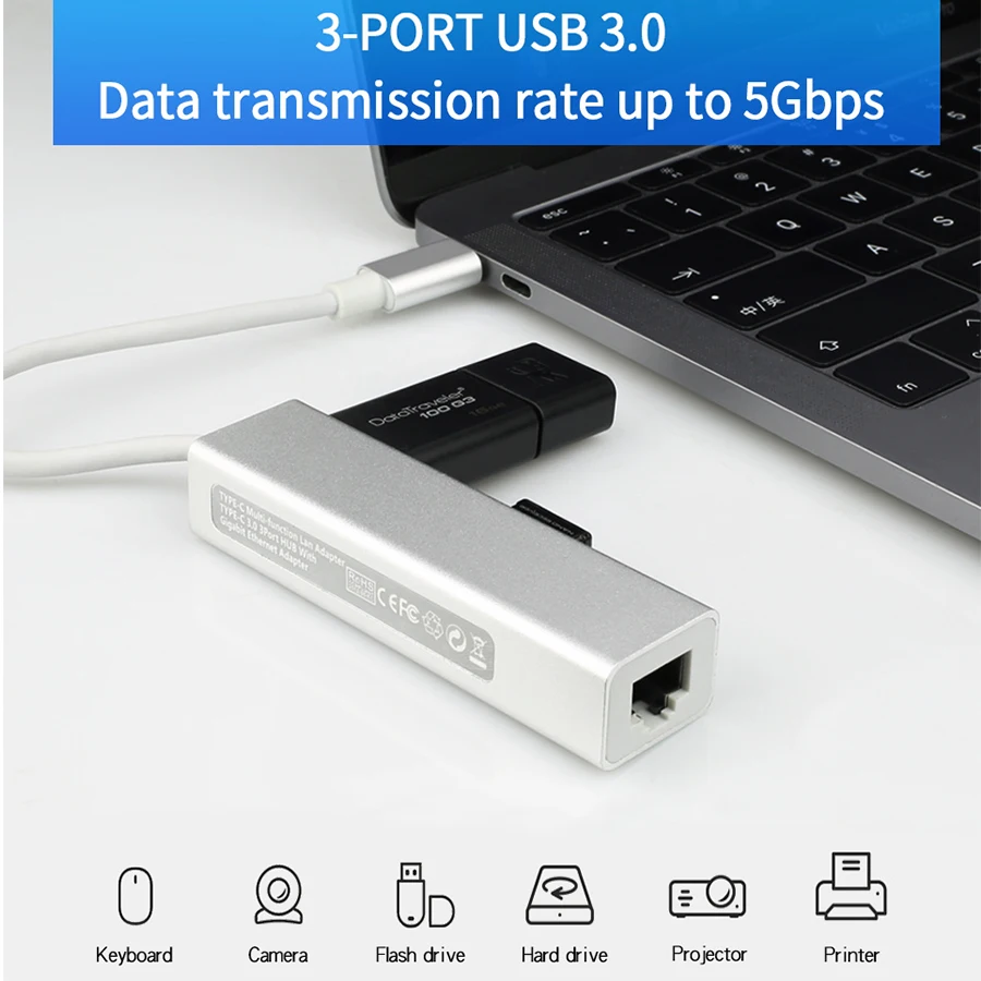 USB гигабит Ethernet Rj45 C концентратор Lan адаптер 1000 Мбит/с Тип к 3 0 10/100/1000 сетевая карта