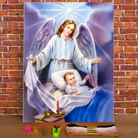angel religion printed canvas 11ct cross stitch complete kit diy embroidery dmc threads handmade sewing hobby wholesale