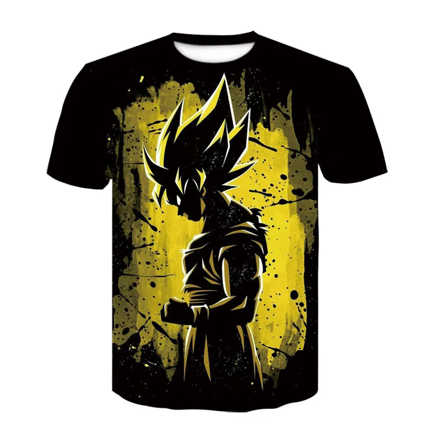 Новинка 2019 Лето Dragon Ball Z Мужская и женская футболка с 3D принтом супер сайян Goku мода