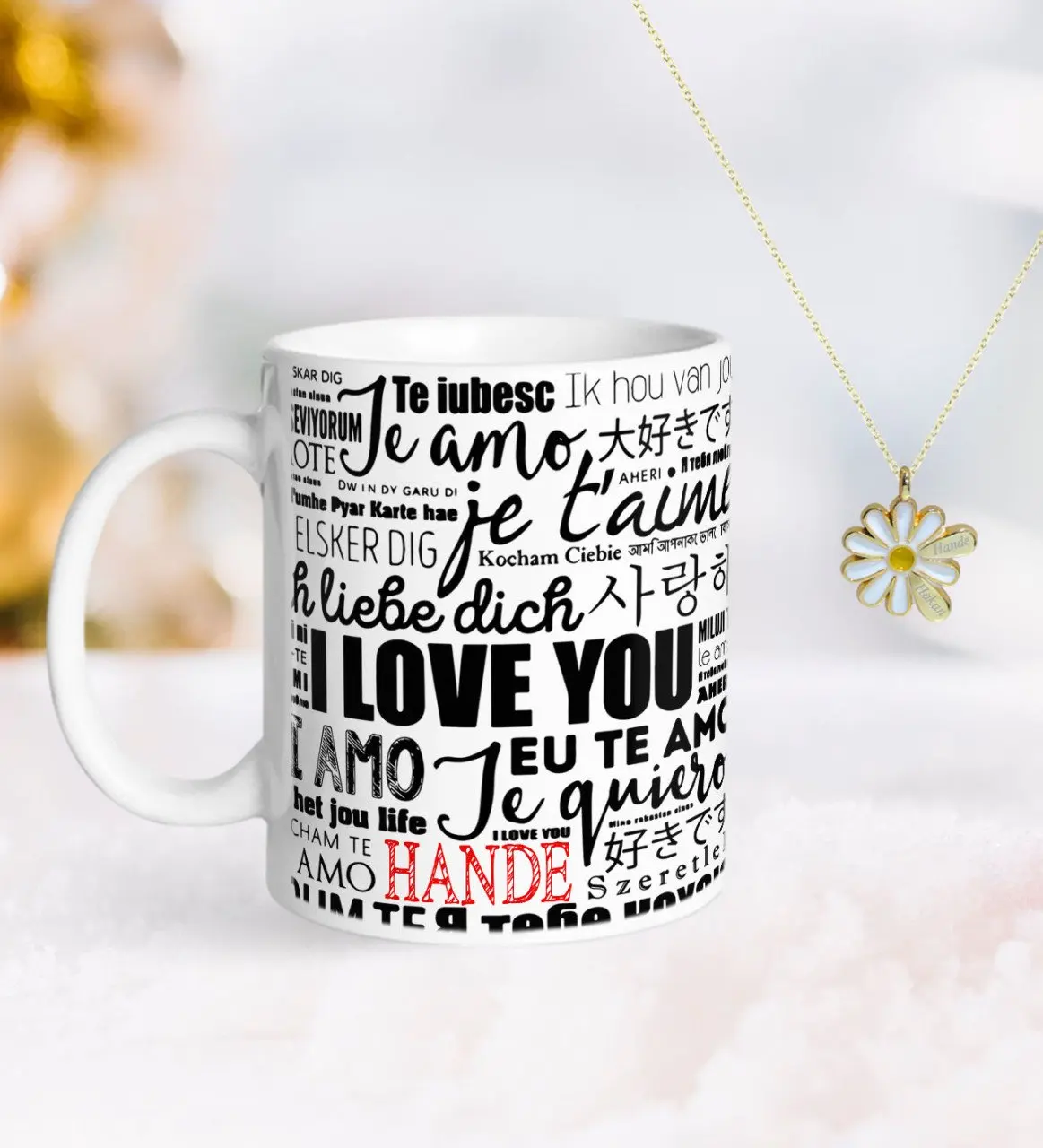 

Персонализированные ко Дню Святого Валентина кружка и двойной Дейзи Kolye-72