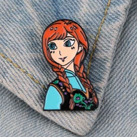 yq258 disney movie frozen anna badge cartoon pin women girls brooch icons for bags jeans collar lapel pin tops accessory gift