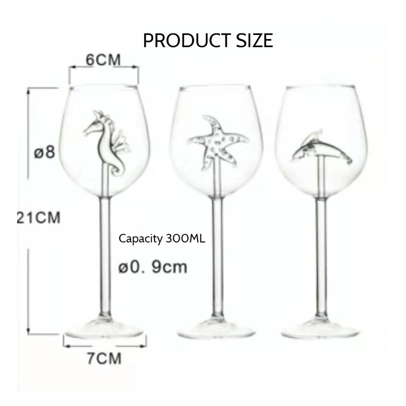 Creative Seahorse Crystal Wine Glasses Dolphin Starfish Whisky Glass Cups Cocktail Brandy Bar Crafts Decorations | Дом и сад