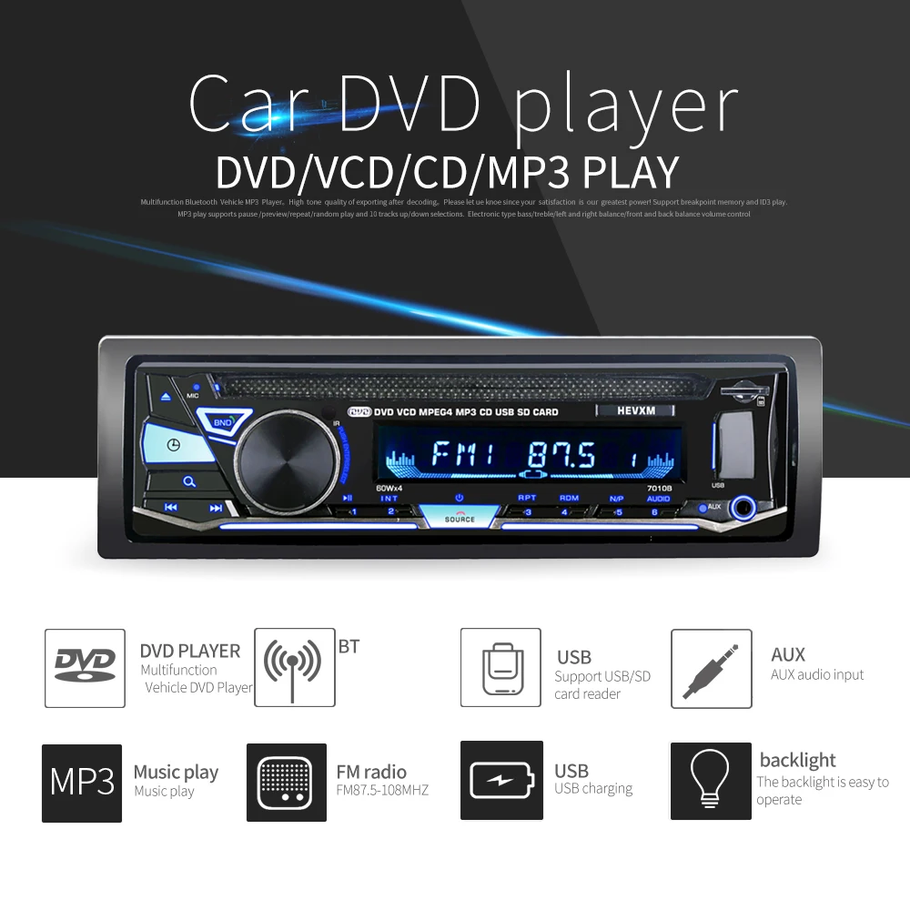 Автомобильные DVD CD плееры 1Din 12 В с BT 7010B Автомобильный MP3 плеер стерео беспроводной