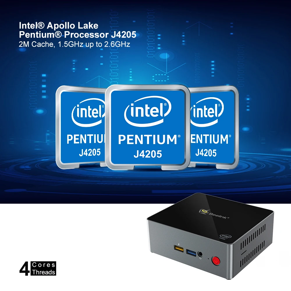 Beelink J45 мини-ПК WIN10 intel Pentium J4205 2,6 ГГц 8 ГБ ОЗУ 128 Гб SSD windows 10 компьютер для гостиной двойной HDMI выход 4* USB3.0