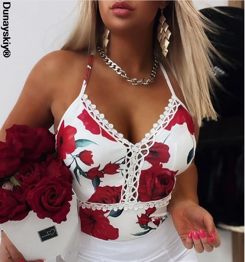 

Элегантная женская блузка на бретельках с V-образным вырезом, рубашки 2021, женская блузка без рукавов, сексуальные кружевные топы с цветочным...
