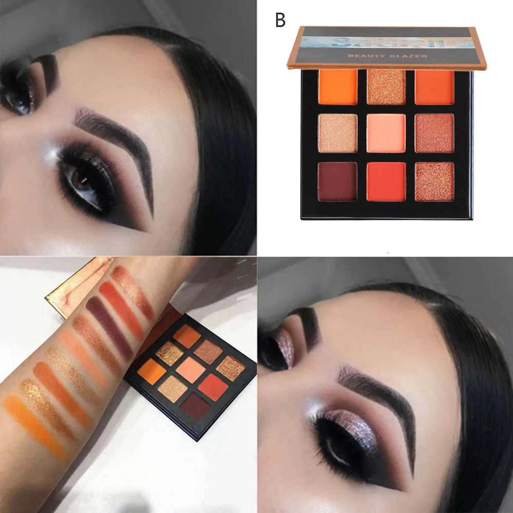 9 цветов тени для век пудра палитра макияжа матовое мерцание пигментированная