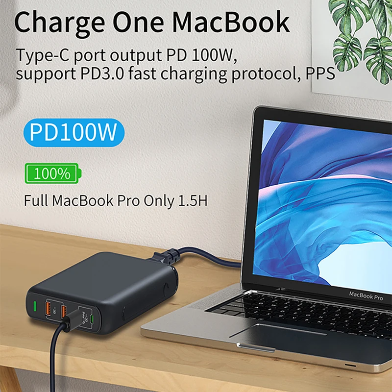 pd 100w multi gan dual usb type c fast charger for macbook air ipad iphone11 pro max xs xr 5 port usb quick charge 3 0 pd hub free global shipping