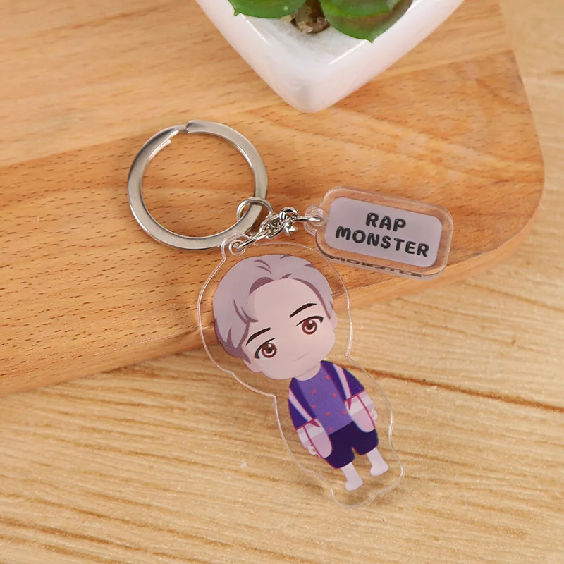 

KPOP Bangtan Boys Keychain Acrylic pendant Cartoon character key ring for JK SUGA V JIN