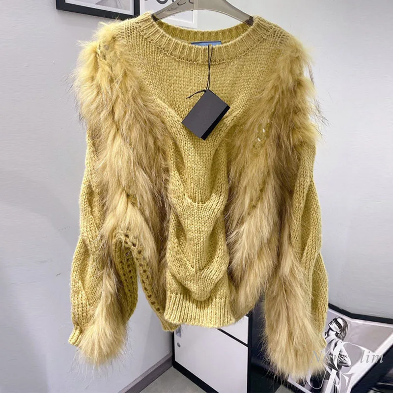 

Женский свободный пуловер с круглым вырезом и длинными рукавами