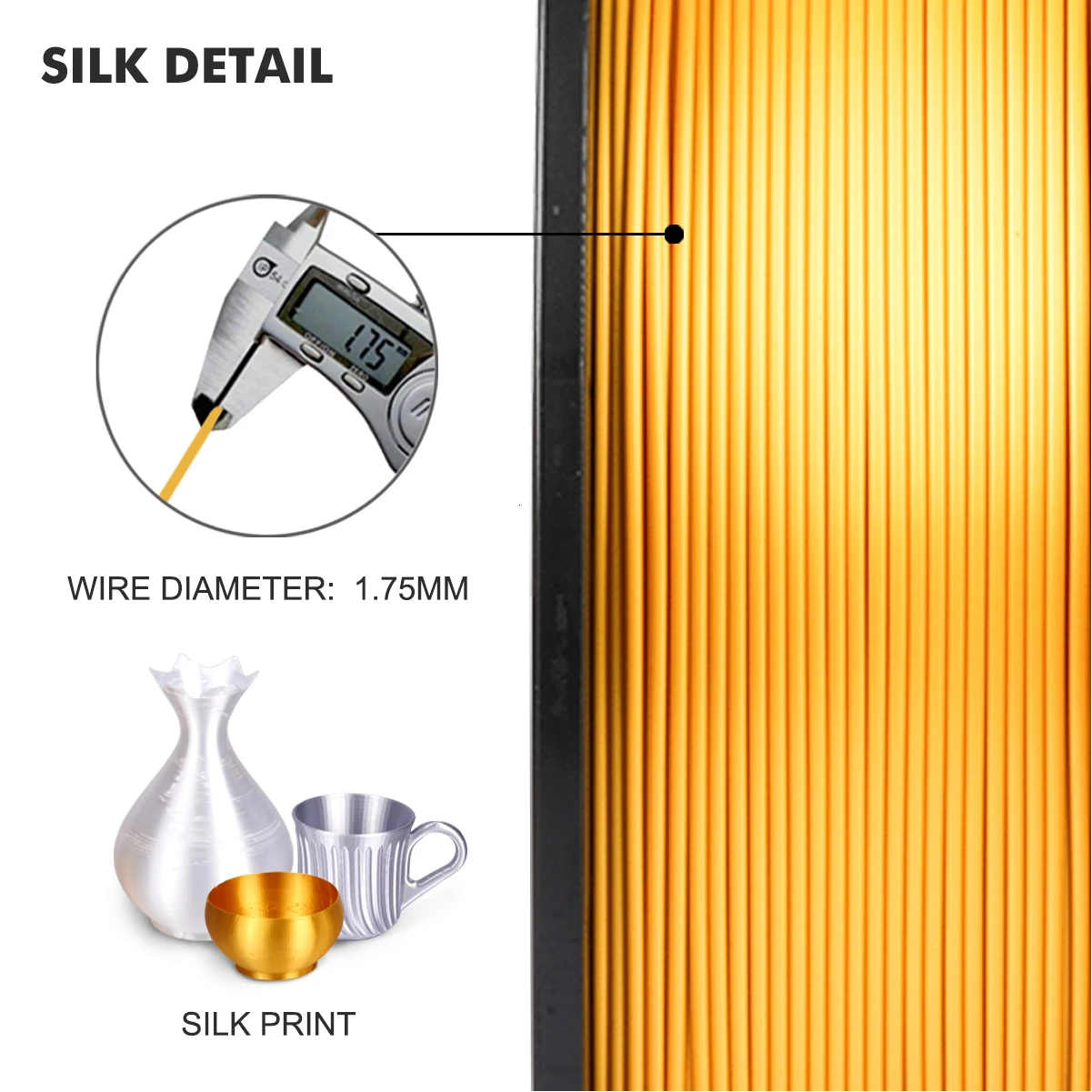 PLA шелковые нити LIGHTGOLD шелк 1 кг 2 фунтов 75 мм за рулон 3D-принтеры DIY для 3D печати