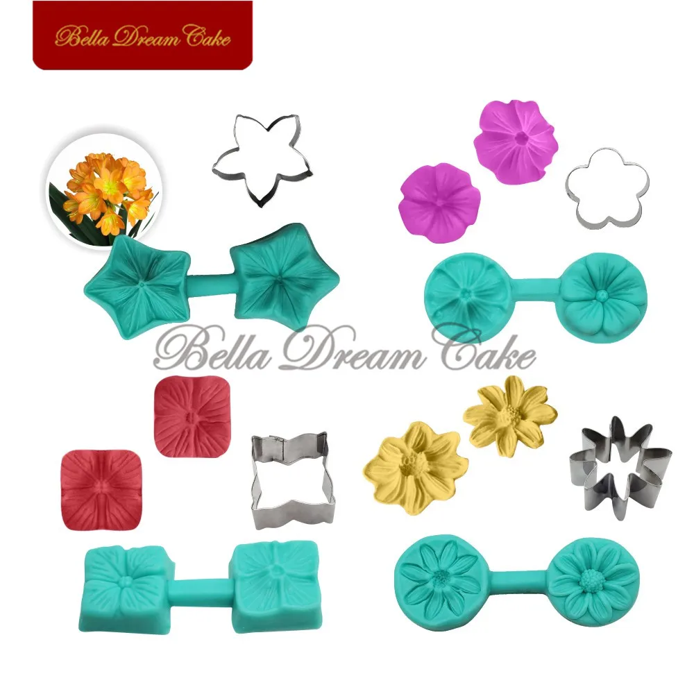Силиконовые формы для цветочных лепестков 4 стиля с набором форм резцов из