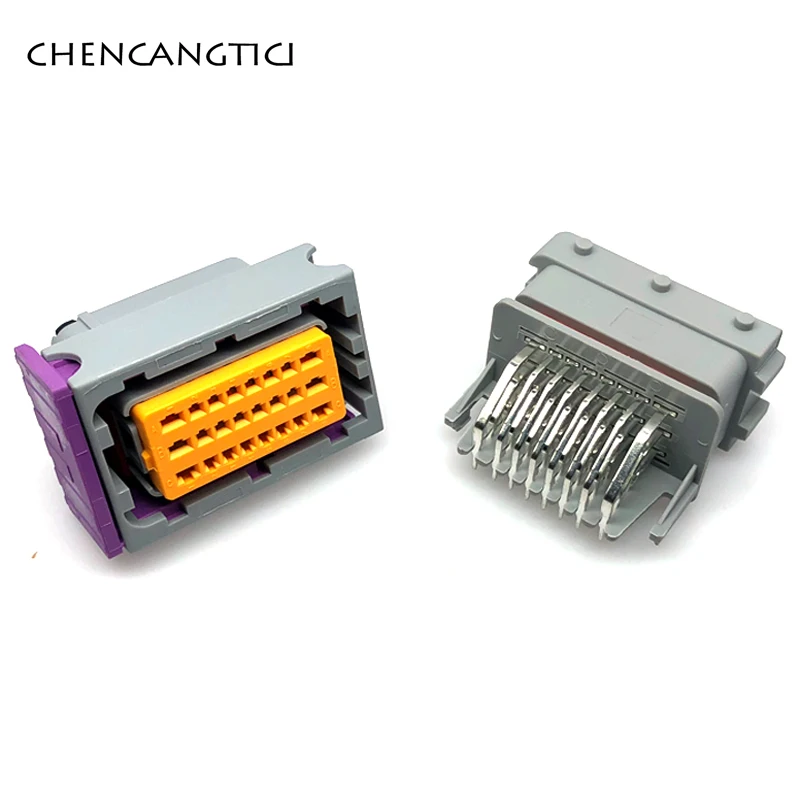 1 set of connector 1 set 24 pin/way single hole aluminum car ecu case enclosure with fci connectors for honda Audi A6 automotive - Цвет: 1 set of connector
