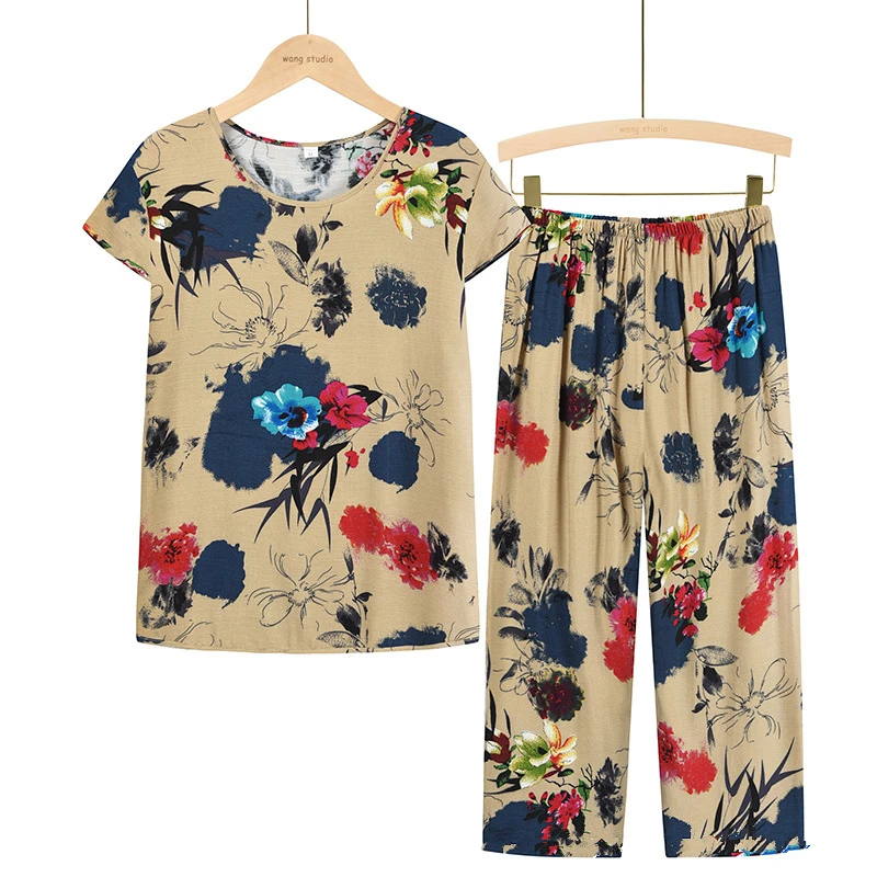 

2021 летний модный Женский Повседневный костюм для женщин комплект из футболки из хлопка и льна с коротким рукавом