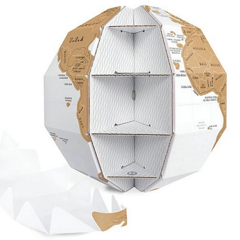 

High Scraping Globe Model Magical World Map Foldable DIY 3D Paper Map Colorful Room Home Decor Marking Gifts for Traveler LG66