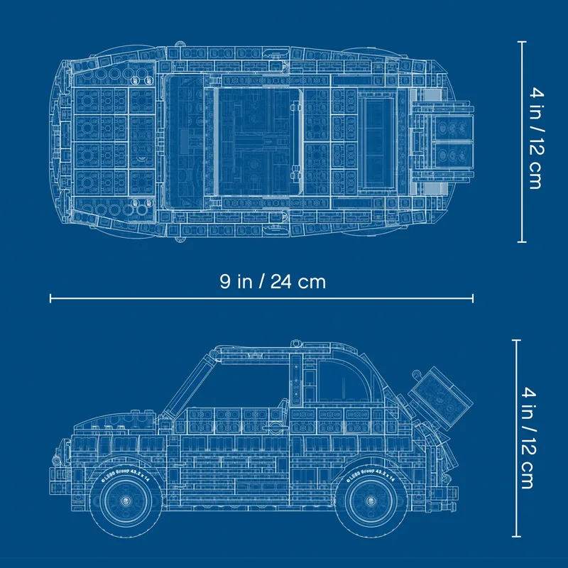 Конструктор Желтый автомобильный пикап с мелкими частицами модель 2020 Fiatting 500 |