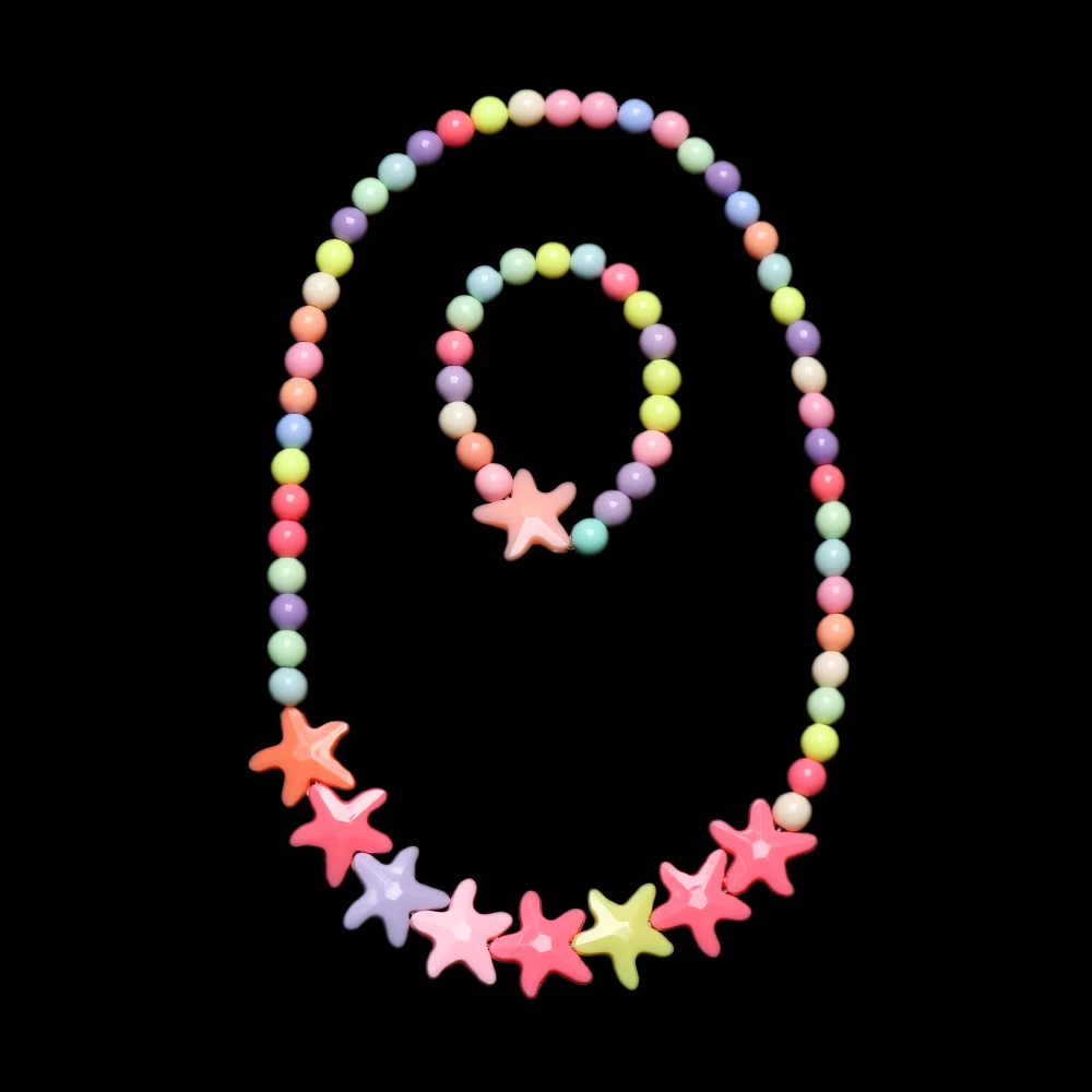 Ожерелье и браслет ручной работы для малышей 1 комплект|Наборы бусин