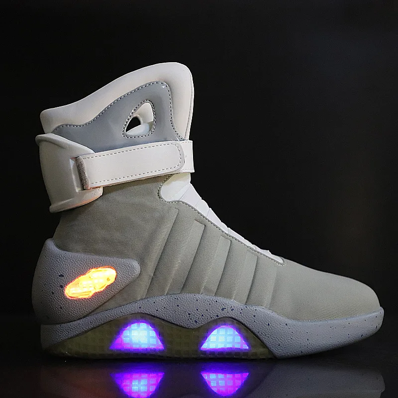 

Back To The Future Men's Boots Led Flashing Shoes Fashion High Boots USB Charging Air Men's Shoes Casual Sports Shoes 2021
