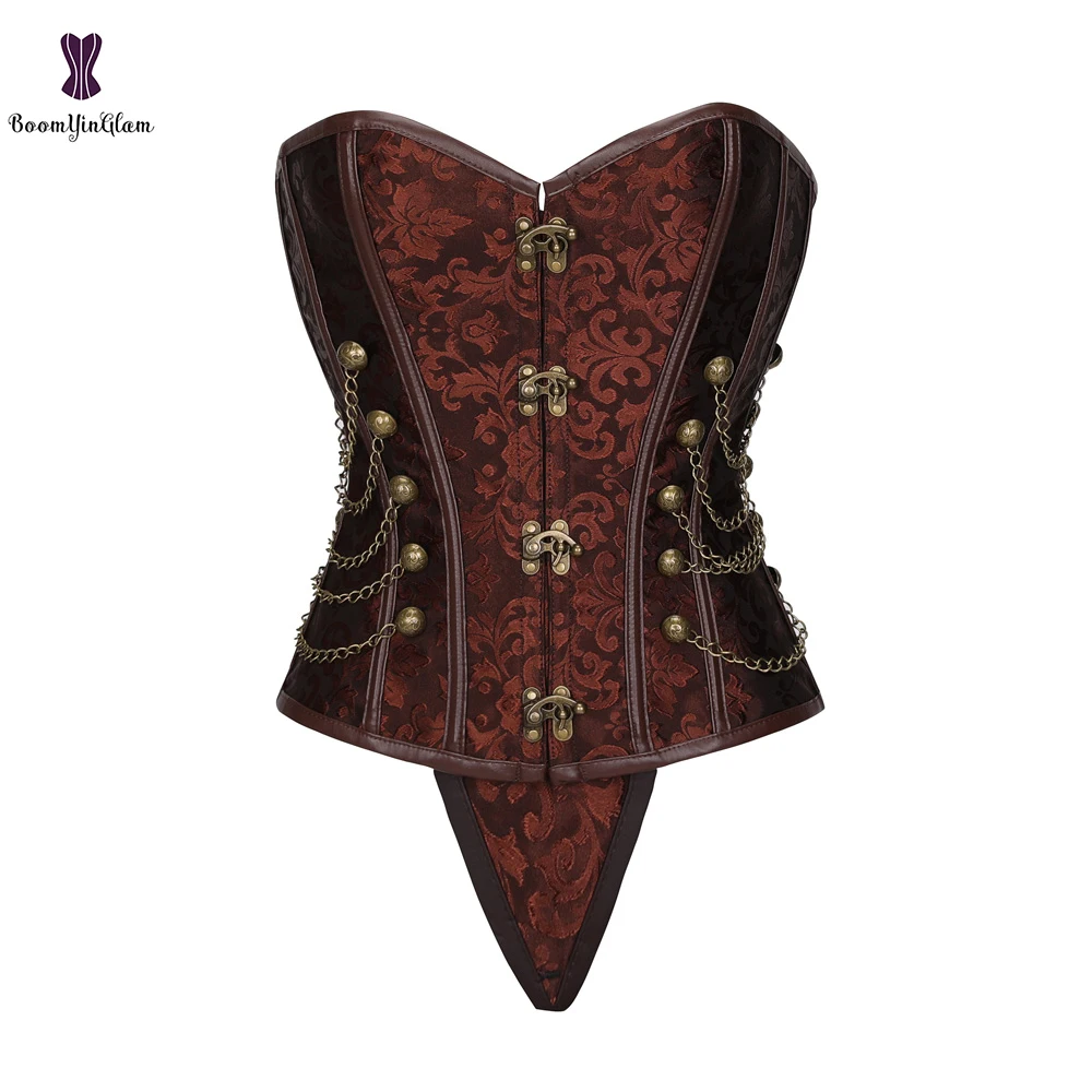 Готический корсет в стиле стимпанк со спиральной сталью и косточками