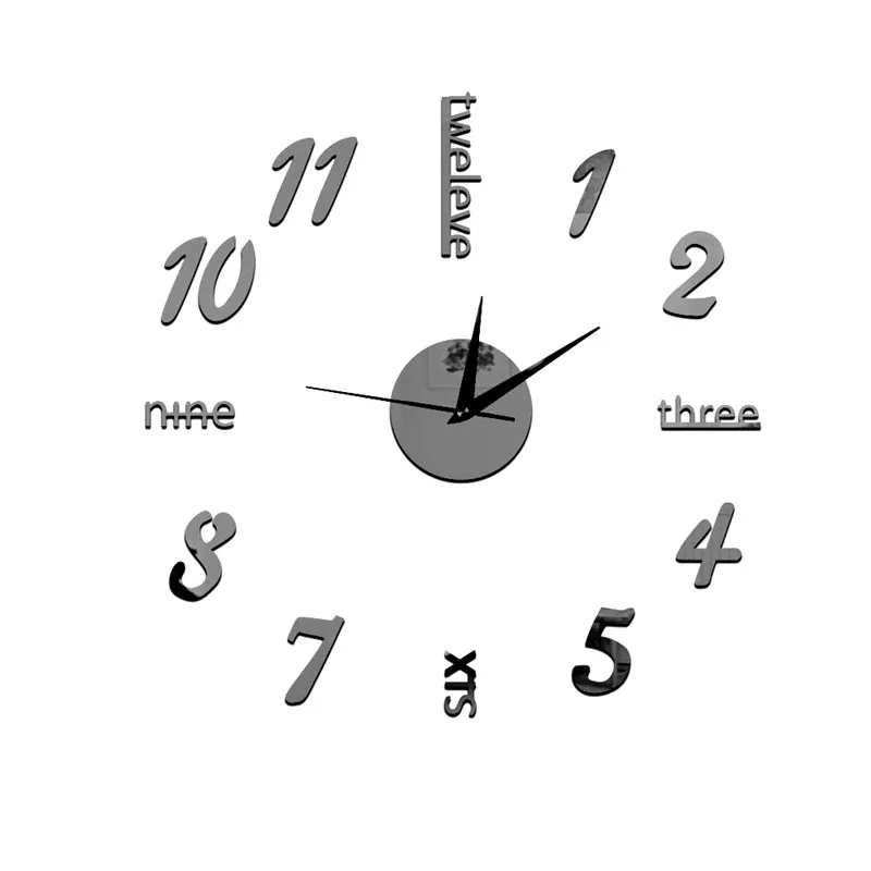 Цифровые буквы зеркальные настенные часы фон ТВ наклейки трехмерные