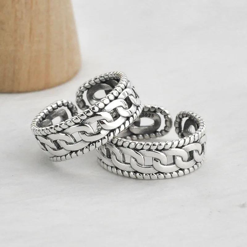 

Японский Корейский Новый стиль S925 Серебряное Плетение студенческое кольцо женская мода простые креативные-Ретро Регулируемые тонкие сере...