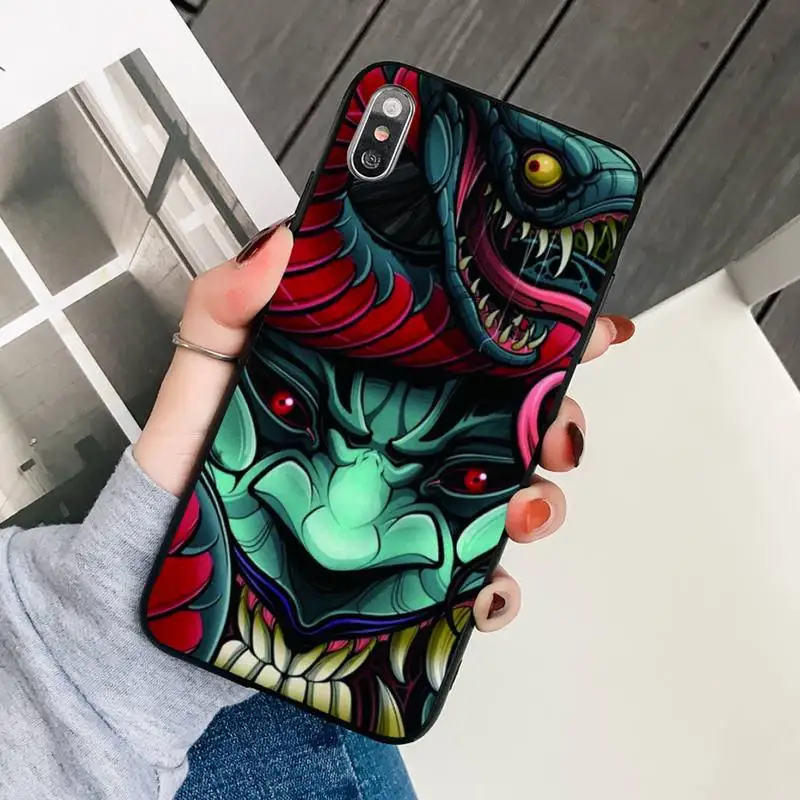 

Japanese Cartoon Pub Wave Anime Phone Case Black Cover For IphoneX XS 11 12 11/12Pro Max 5 5s SE 6 6s 7 8 Plus SE2020 Cases