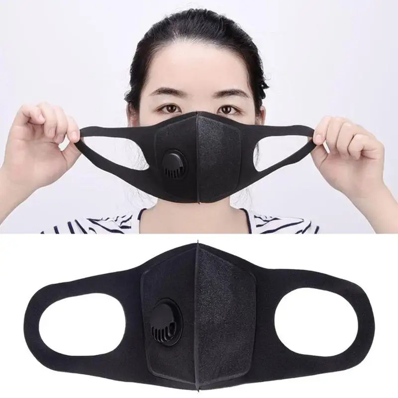 Анти PM2.5 загрязнения лица Рот Респиратор черный дышащий клапан маска 3D крышка рта