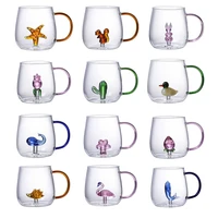 3d cartoon animal glass cup home cute high borosilicate fruit juice cold drink water cup coffee tea milk mugs gift for friend