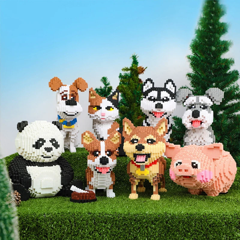 

4750pcs + Large Size Animal Assembling Diamond Blocks DIY Kitten Puppies Pig Panda 3D Model Mini Building Blocks Children's Toys