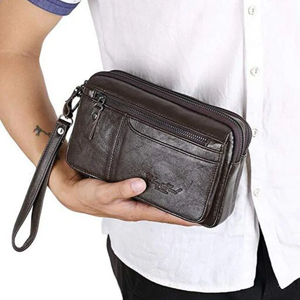 

Men Purse Money Bag Business Clutch Wallet Real Leather Wrist Money Bags Genuine Leather Purse Wallets Bag
