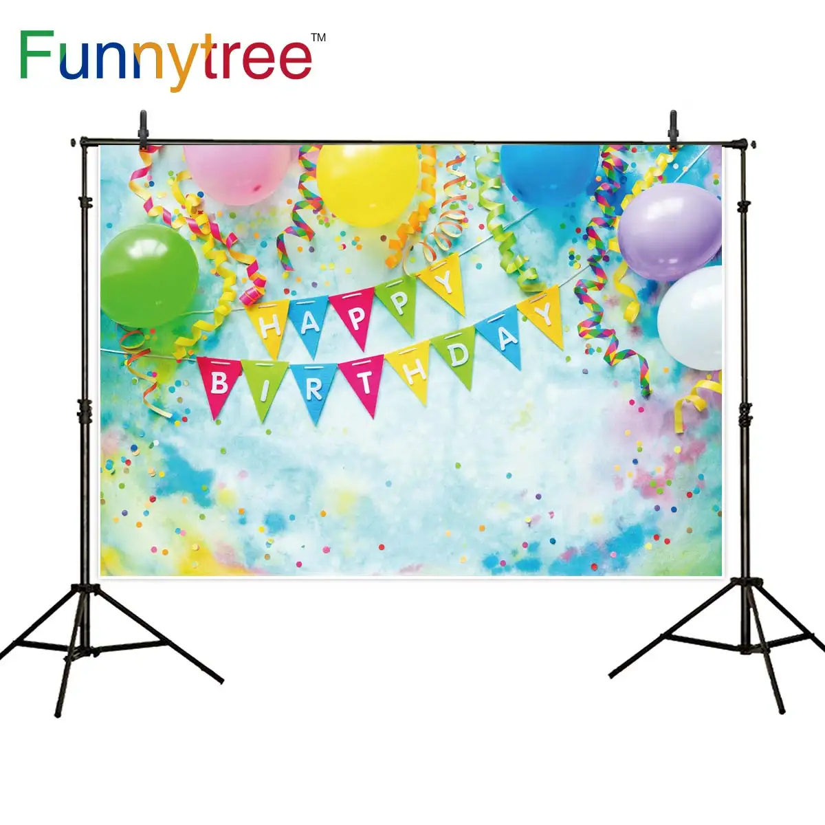 

Funnytree treat kids birthday Party Balloons bannner Decoration baby shower Photo Backdrop Photography Background Photocall