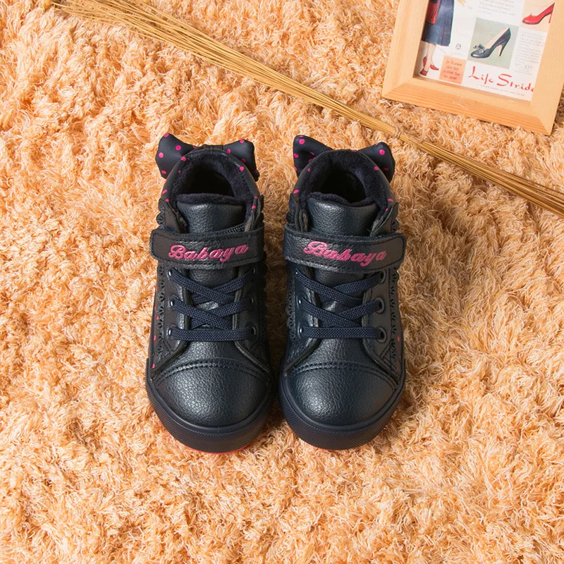 Детская обувь для девочек ботинки 2019 г. Зимняя теплая плюшевая из искусственной