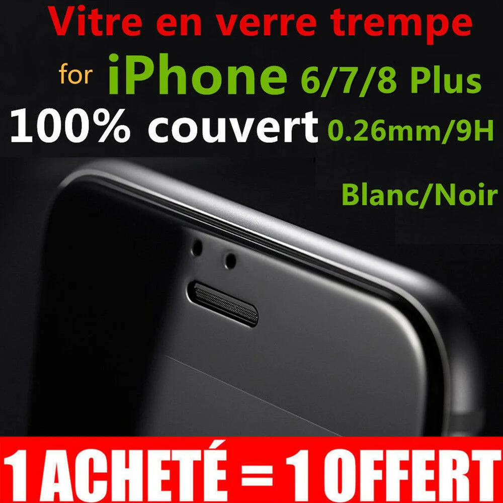 

2- film protection cran VITRE 3D VERRE TREMPE intgral total For iPhone 7/6/6S/ 8 + Hot Sale The new listing